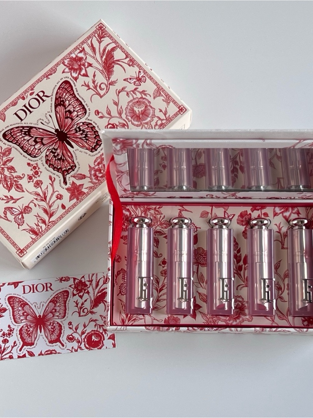 Dior Addict Lip Glow 5-Piece Gift Set – Limited Edition Butterfly Floral Case
